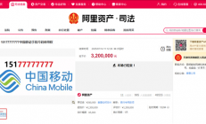 尾号“8个7”手机号拍出320万元 高档吉祥号码12级 只有使用权