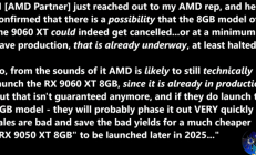 避免重蹈NVIDIA覆辙！曝AMD考虑取消RX 9060 XT 8GB版本