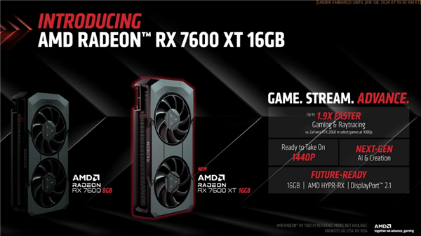 AMD推出Radeon RX 7600 XT显卡：6nm工艺制造、16GB显存 Radeon XT显卡 第2张