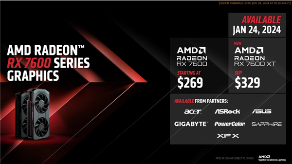 AMD推出Radeon RX 7600 XT显卡：6nm工艺制造、16GB显存 Radeon XT显卡 第4张