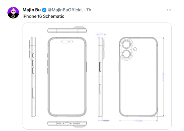 怎么跟华为对打！博主曝光iPhone 16设计图：回归竖排双摄 自带拍照按钮 iPhone 16设计图 第3张