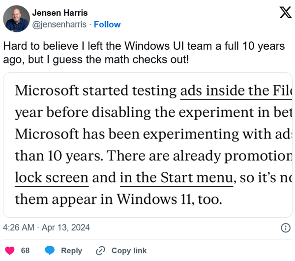 一言难尽！前用户体验主管也吐槽微软了：Windows 11优化的不行 Windows 11优化 第1张