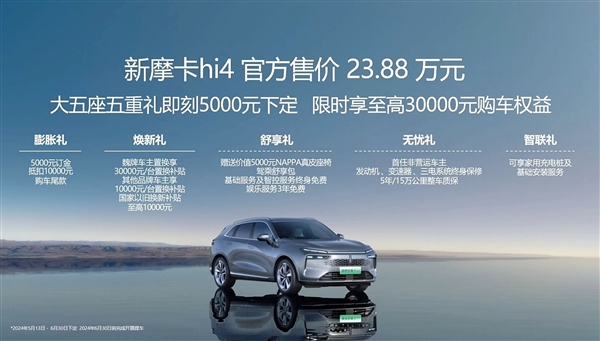 23.88万 魏牌摩卡Hi4电混四驱版上市：零百4.7秒、纯电200km 魏牌摩卡Hi4电混四驱版 第1张