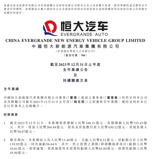 恒大汽车雪上加霜，要求退回已获得的政府奖励与补贴资金19亿元 恒大汽车 第7张