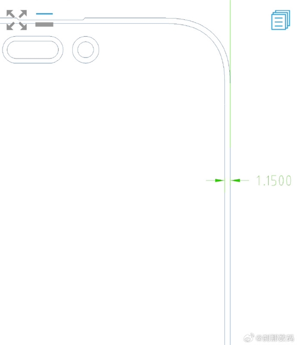 iPhone 16 Pro Max屏幕CAD图出炉：1.15mm边框全球最窄 Max CAD图 第3张