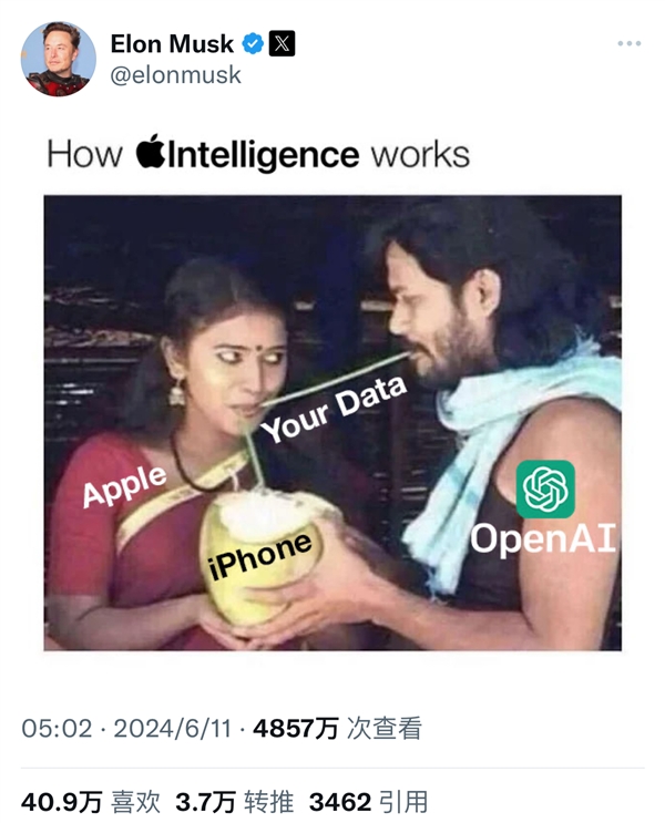 马斯克连发7文炮轰苹果牵手OpenAI：苹果设备以后别进我公司 马斯克 OpenAI 第2张