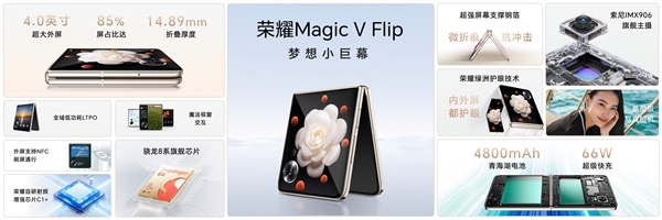 4800mAh小折叠最大电池！荣耀Magic V Flip续航远超iPhone 15 Pro 荣耀Magic Flip 第4张