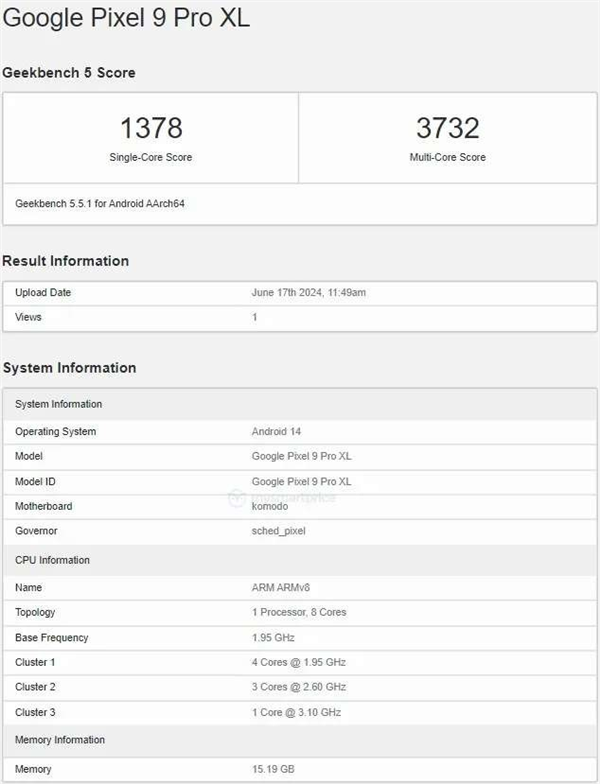 全球首款Android 15旗舰！谷歌Pixel 9 Pro XL现身跑分网站 Android 15 谷歌Pixel XL 第2张
