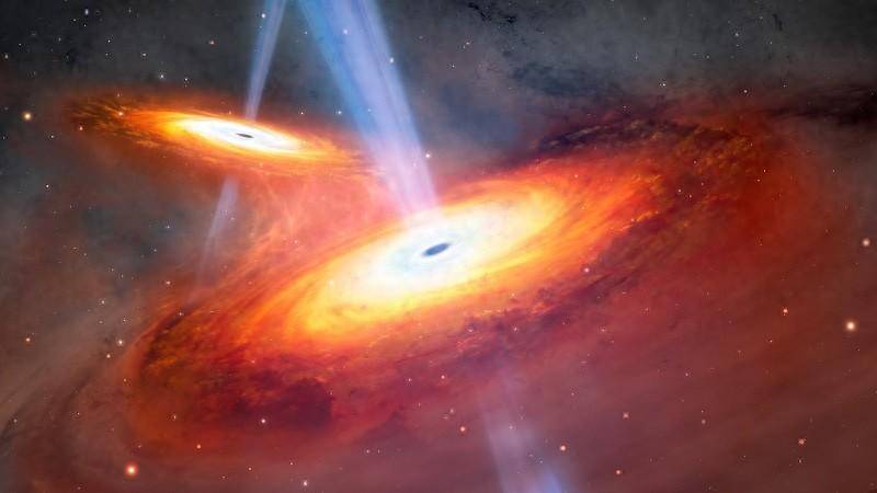看！宇宙黎明时期一对类星体正在合并  宇宙 类星体 第1张