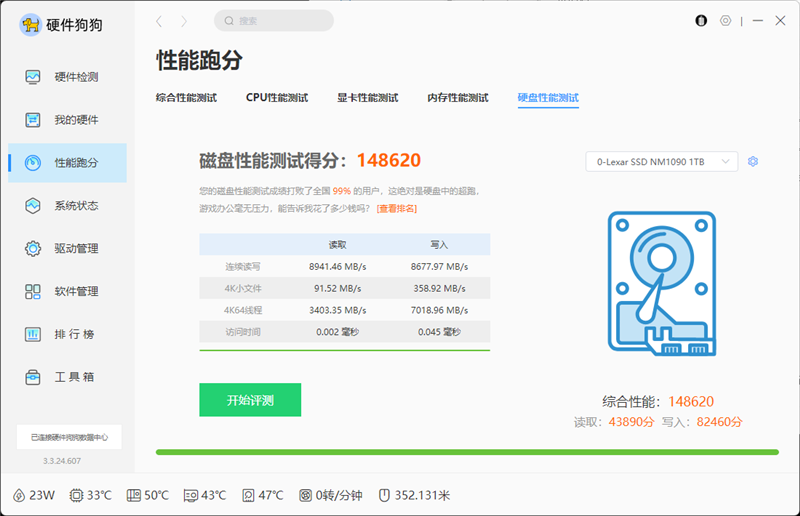缓外写入1.3GB/s！雷克沙首款PCIe 5.0 SSD NM1090 1TB评测：同类唯一RGB风扇 雷克沙PCIe 1TB评测 第21张