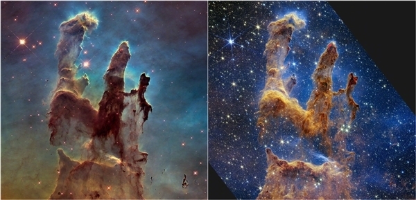 NASA公布宇宙“创生之柱”新影像：哈勃、韦布合力拍摄 距离地球6500光年 NASA 创生之柱 第2张