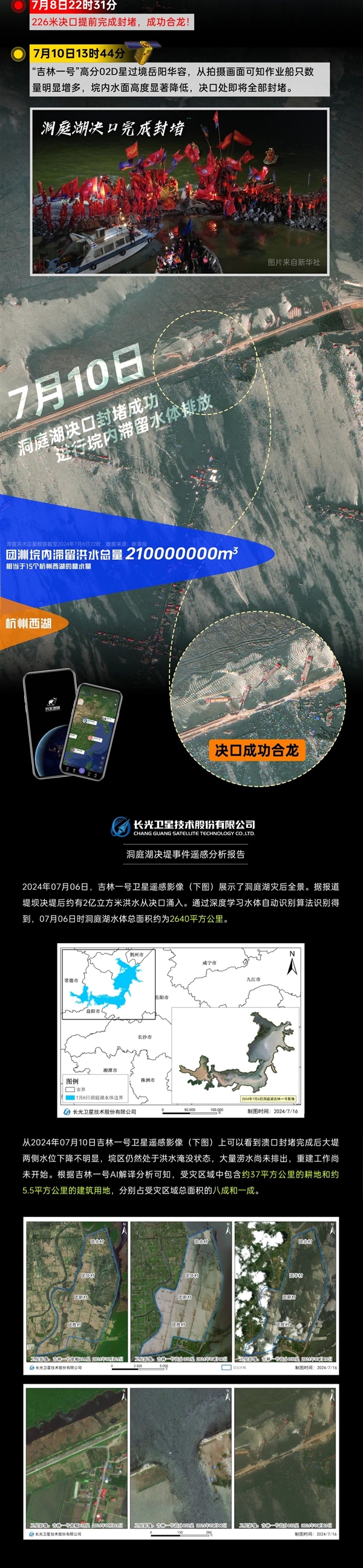 洞庭湖决堤抢险77小时！吉林一号卫星全程还原：涌入洪水2亿立方 洞庭湖决堤抢险 吉林一号卫星 第5张
