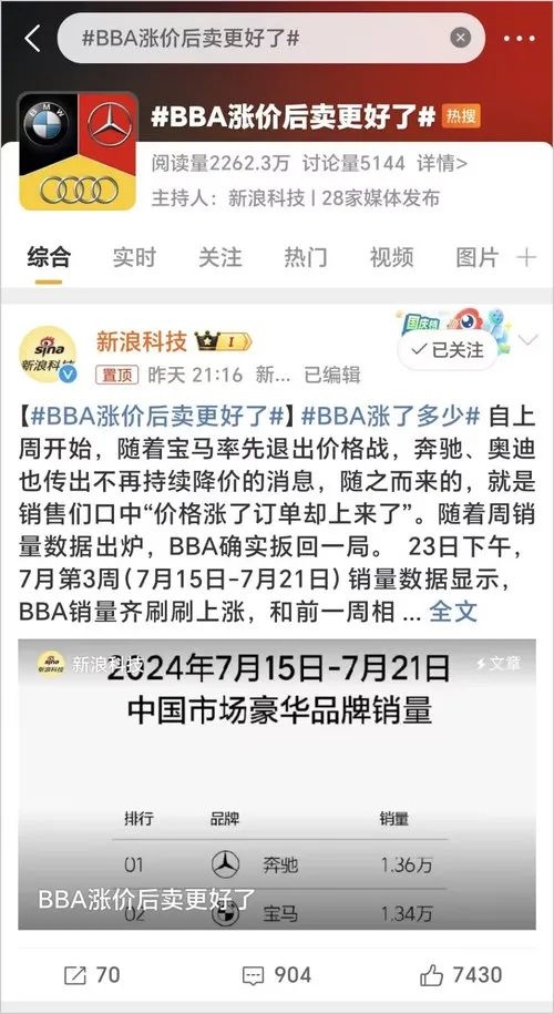 BBA涨价后销量更好了？我不信！华为小米赶超BBA指日可待 BBA涨价后销量更好 第1张