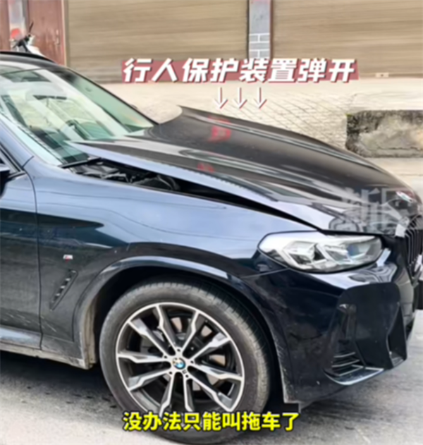 宝马撞上突然窜出的小狗：行人保护装置弹出 修车花费6千元 宝马撞上小狗 行人保护装置 第1张