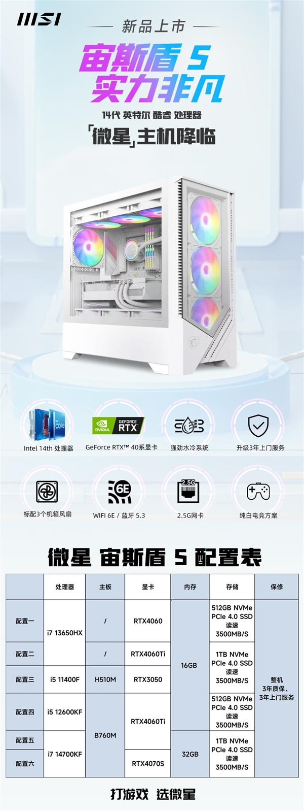 微星新款宙斯盾S、海皇戟RS主机发布：全部3年免费上门服务 微星新款宙斯盾S 海皇戟RS主机 第2张