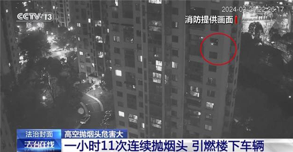 男子一小时11次连续抛烟头引燃楼下车辆：情节严重可重判！ 男子抛烟头引燃车辆 第2张