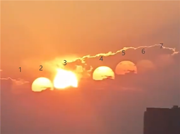 成都市民拍到7个太阳同框 专家释疑：夹层玻璃形成的虚像 7个太阳同框 第1张