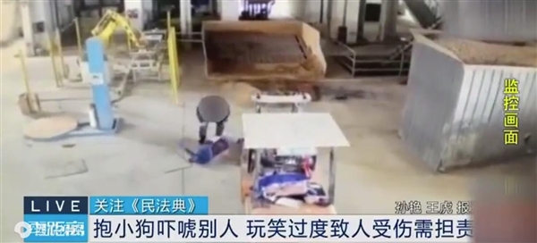 开玩笑要注意分寸！男子抱狗吓同事致其骨折被起诉 男子抱狗吓同事 第2张
