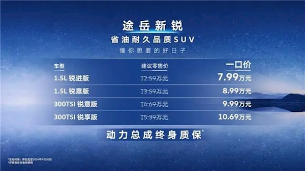 价格让国产车都服！上汽大众途岳新锐上市：一口价7.99万 上汽大众途岳新锐 第1张