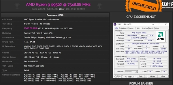 锐龙9 9950X 16核心超频7.55GHz！连破5大世界纪录 第3张