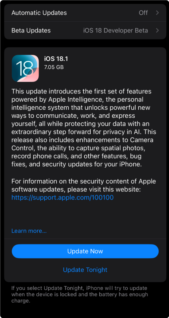苹果发布iOS 18.1准正式版升级！紧急修复iPhone 16系列随机重启Bug iOS 18.1 修复iPhone 第2张