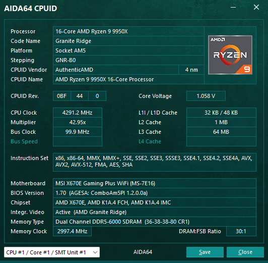 AIDA64支持锐龙9000 AVX-512测试：Intel只能眼馋 AIDA64 锐龙9000 第1张