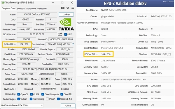 影响扩大！NVIDIA承认：RTX 5080也有ROP单元缺失问题 RTX 5080 ROP单元缺失 第1张