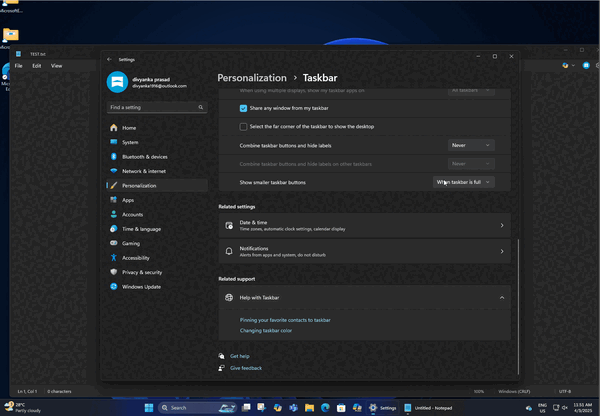 微软测试Win11实用功能！任务栏图标可缩小 Win11实用功能 第1张