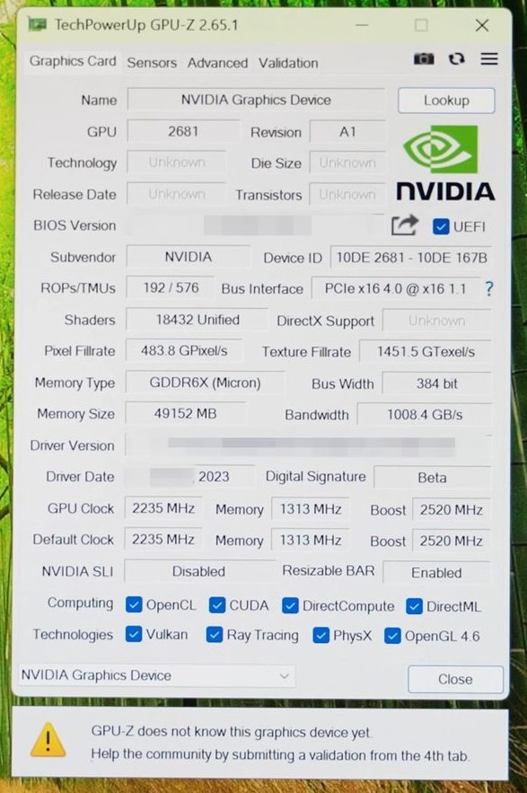 从未发布的Titan Ada首测:满血AD102核心、48GB显存、双16针供电 Titan Ada首测 第5张 从未发布的Titan Ada首测:满血AD102核心、48GB显存、双16针供电 Titan Ada首测 第5张