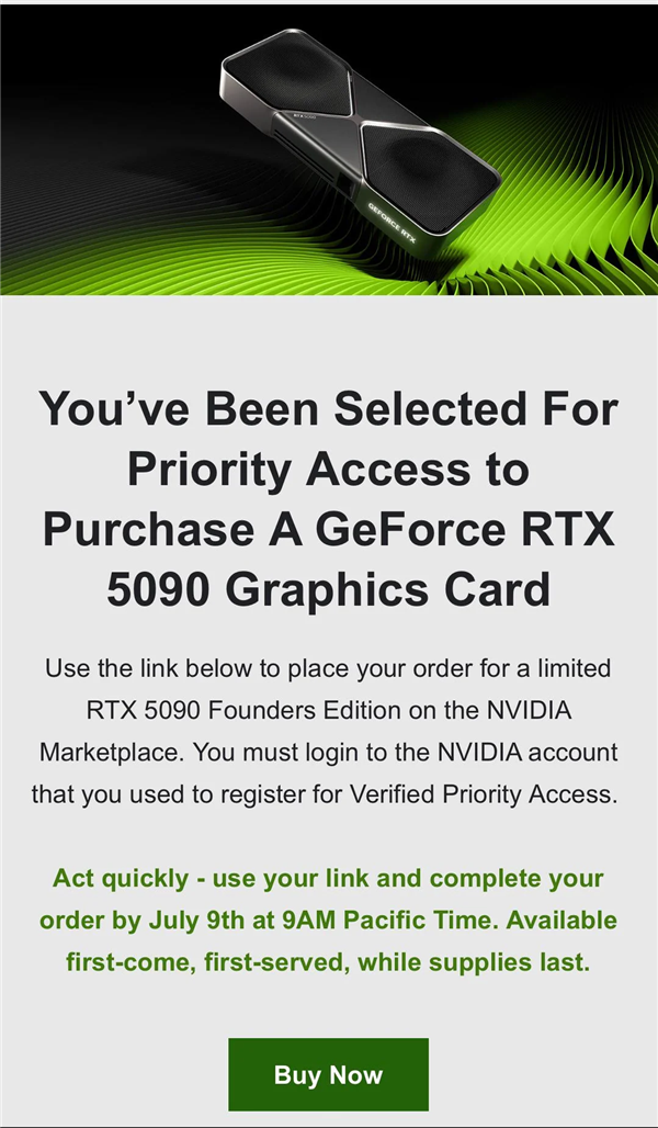 RTX 5090原价购买成真！NVIDIA发放新一轮优先资格 5090 第1张
