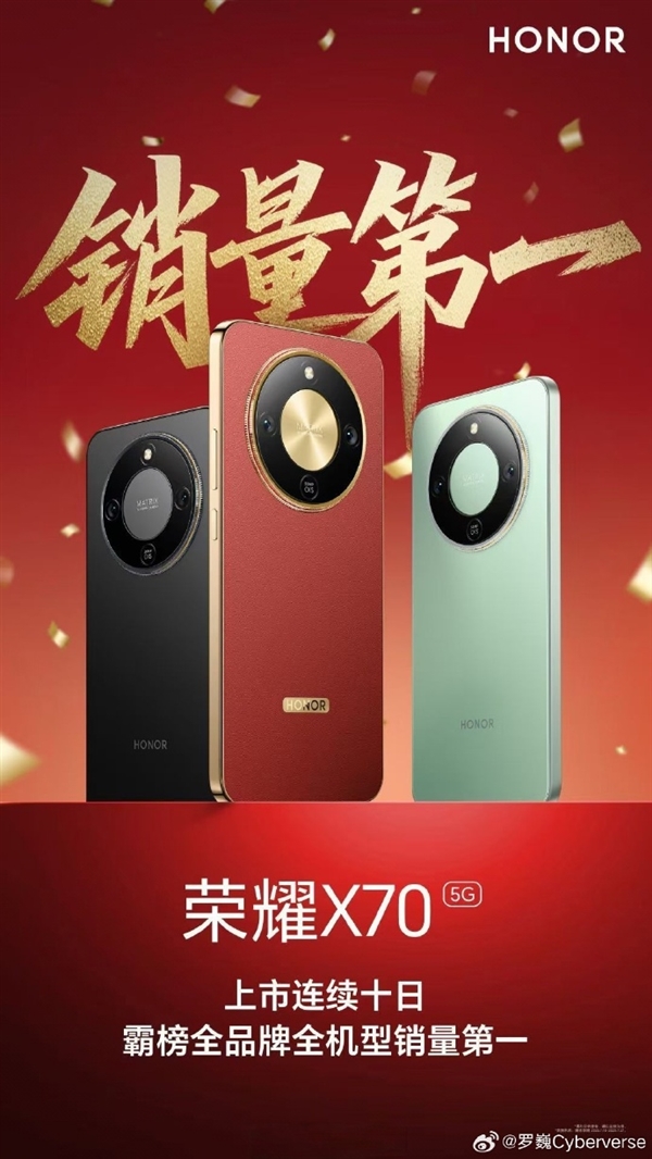 1399元起的荣耀X70成爆款 上市连续10天霸榜全品牌全机型销量第一 荣耀X70 第2张 1399元起的荣耀X70成爆款 上市连续10天霸榜全品牌全机型销量第一 荣耀X70 第2张