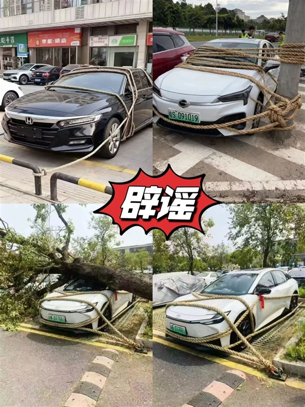 台风“桦加沙”来袭！官方辟谣：广东汽车被五花大绑是AI合成 广东汽车被五花大绑是AI合成 第3张