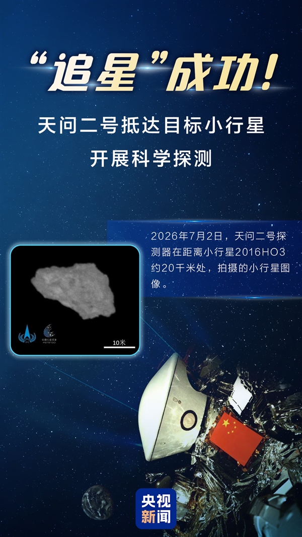 “追星”成功！天问二号探测器抵达目标小行星：开展科学探测 天问二号探测器 第3张