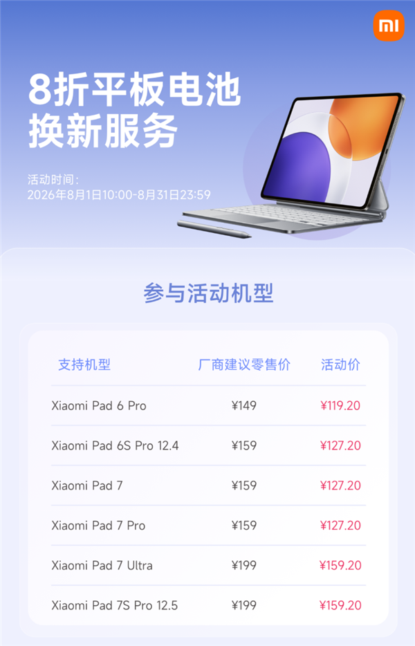 最低47.2元!小米98款手机支持8折换电池 小米17系列在列 小米8折换电池 第2张 最低47.2元!小米98款手机支持8折换电池 小米17系列在列 小米8折换电池 第2张