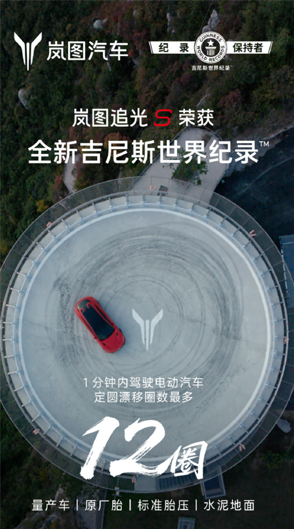 1分钟12圈定圆漂移!岚图追光S创吉尼斯世界纪录 岚图 第2张 1分钟12圈定圆漂移!岚图追光S创吉尼斯世界纪录 岚图 第2张