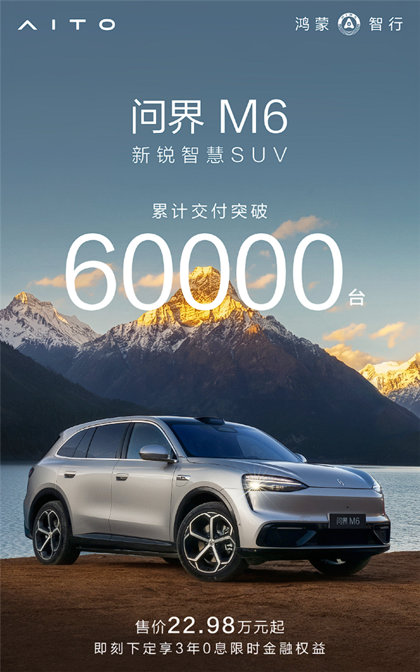 22.98万起 问界M6累计交付已超60000台:女性用户占主力 问界M6 第1张 22.98万起 问界M6累计交付已超60000台:女性用户占主力 问界M6 第1张